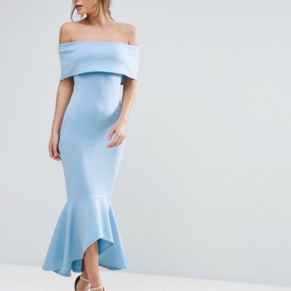 ASOS blue peplum formal dress